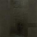 Jochen P. Heite: Komposition, o.T. [#8], 2014/15, 
Pigment gesiebt, Graphit, Ölkreide, Öl auf Leinwand, 100 x 100 cm

